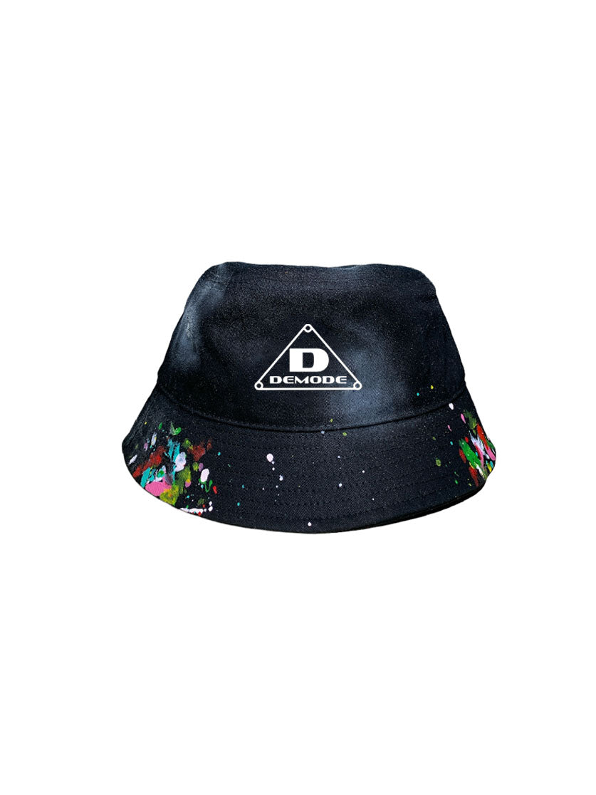 PAINT SPLATTER LOGO BUCKET HAT IN BLACK